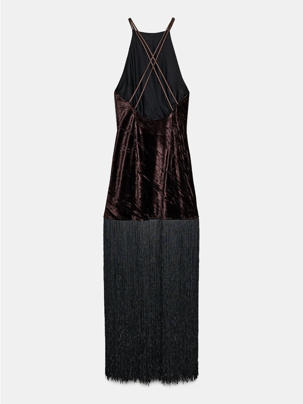 NWT Zara Woman Bloggers Fav VELVET FRINGE MIDI DRESS Size M Medium - Picture 11 of 16